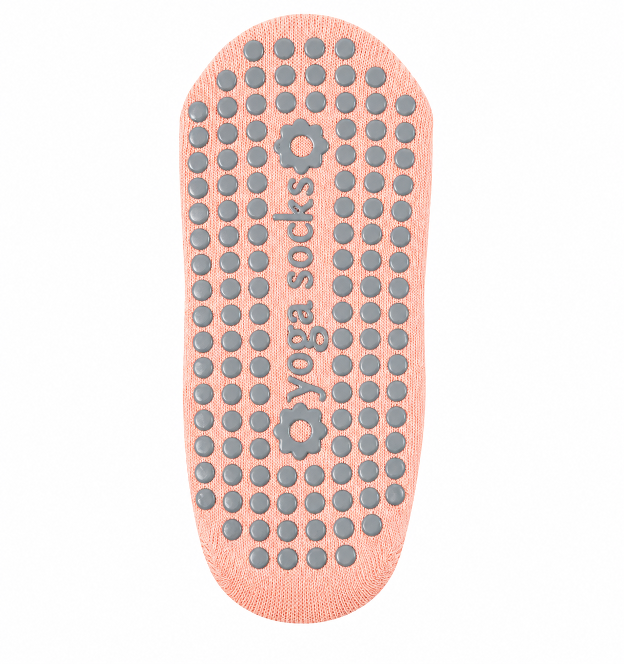 Yoga socks insole with gray textured dots on a white background