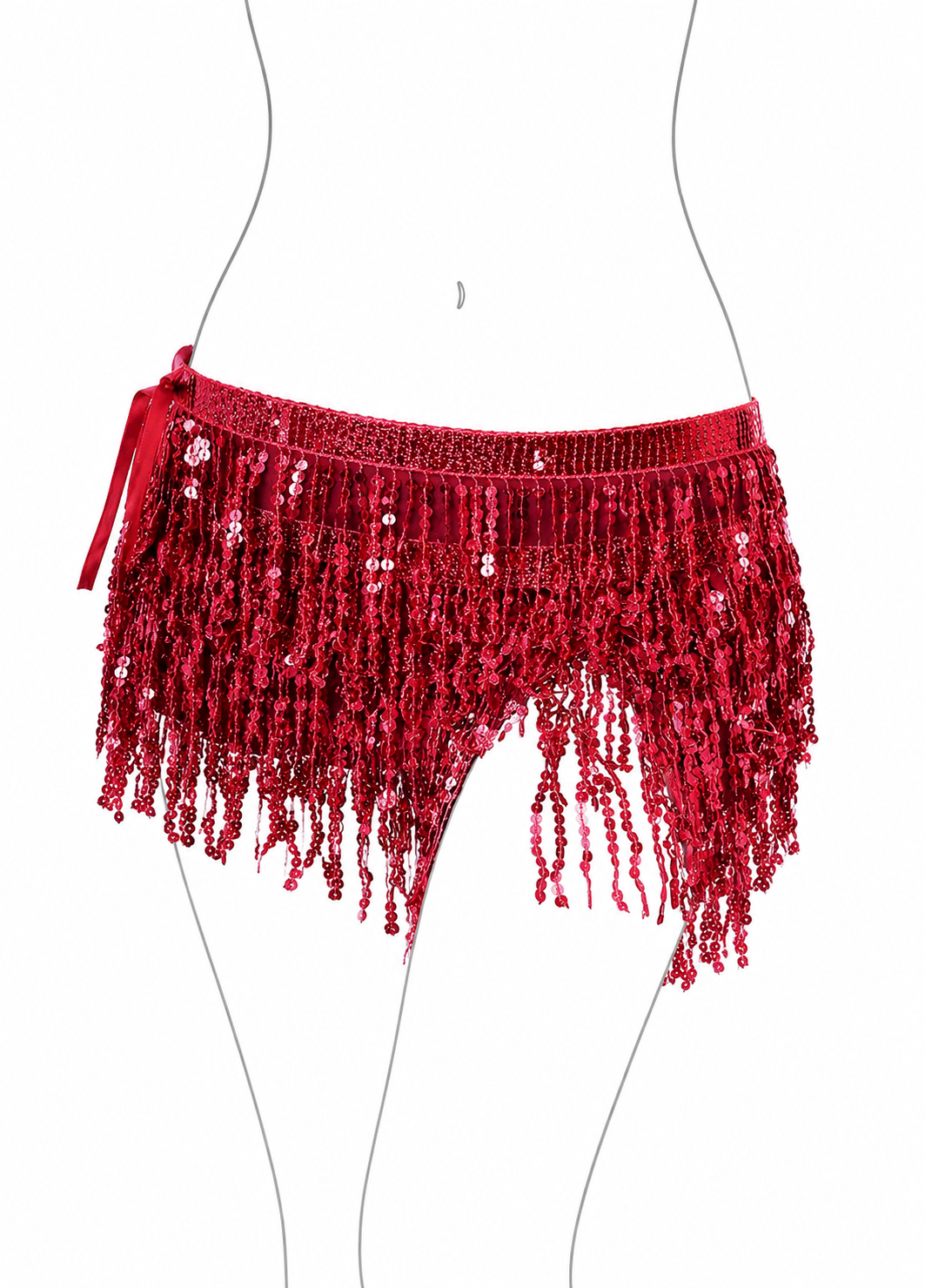 Red sprakle belly dance tassel belt for women 