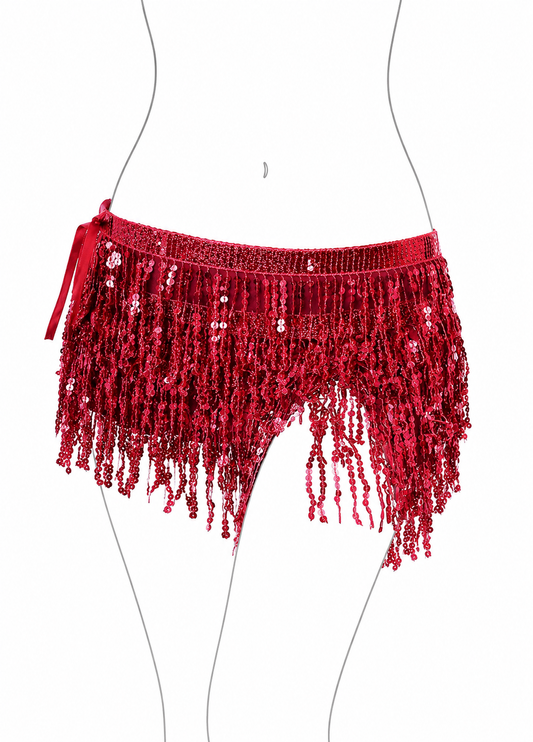 Red sprakle belly dance tassel belt for women 
